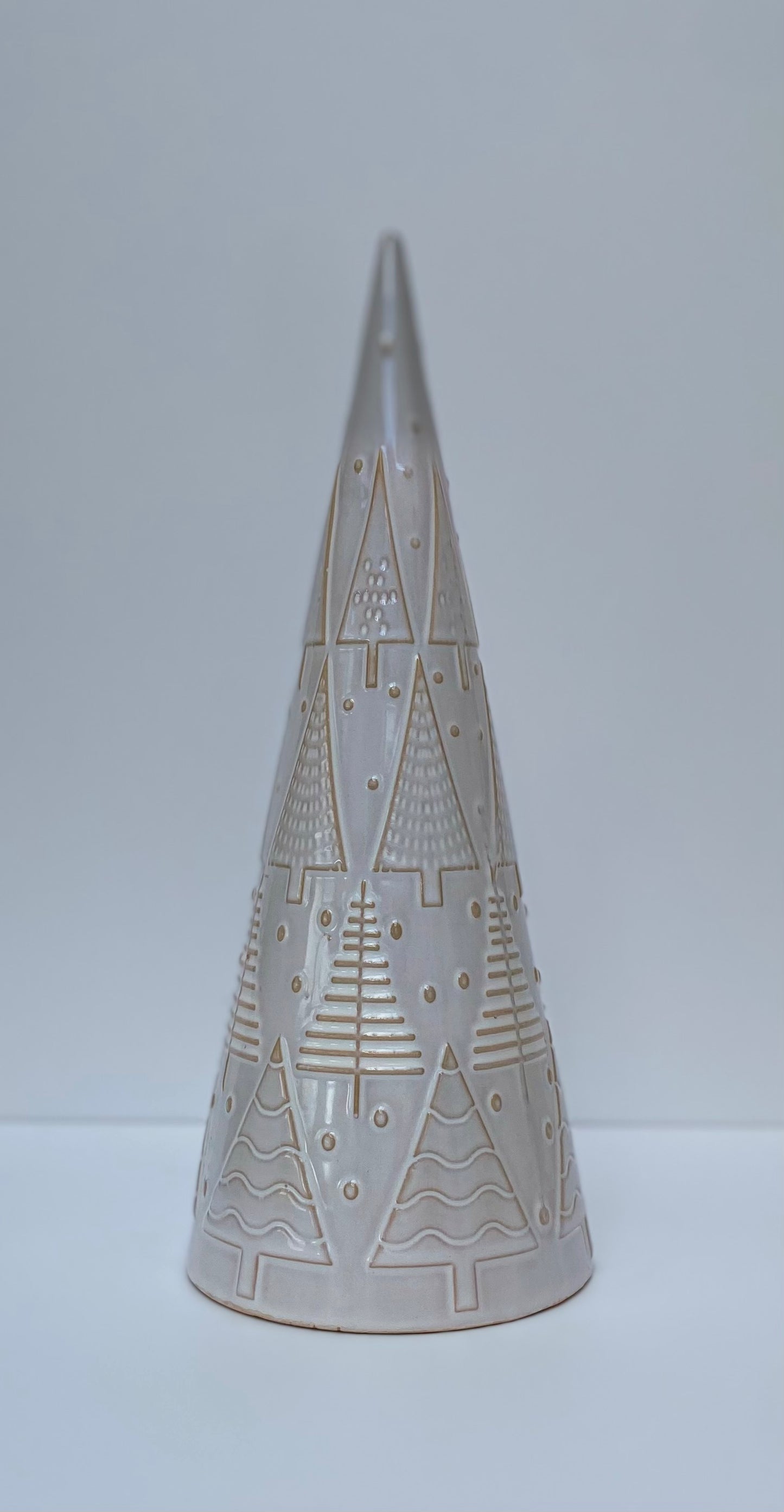 Embossed White Christmas Tree Ornament