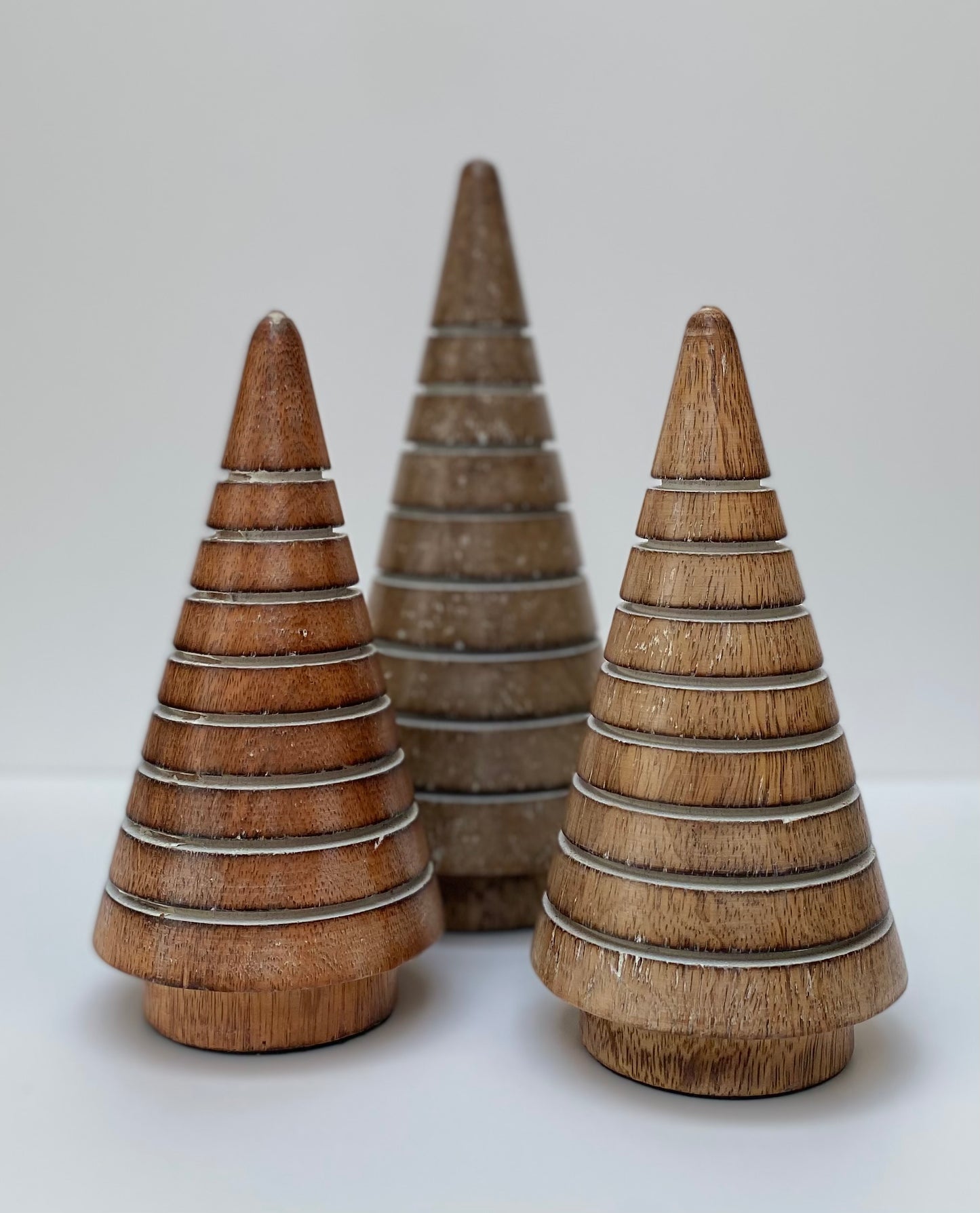 Mango Wood Striped Tree Decoration
