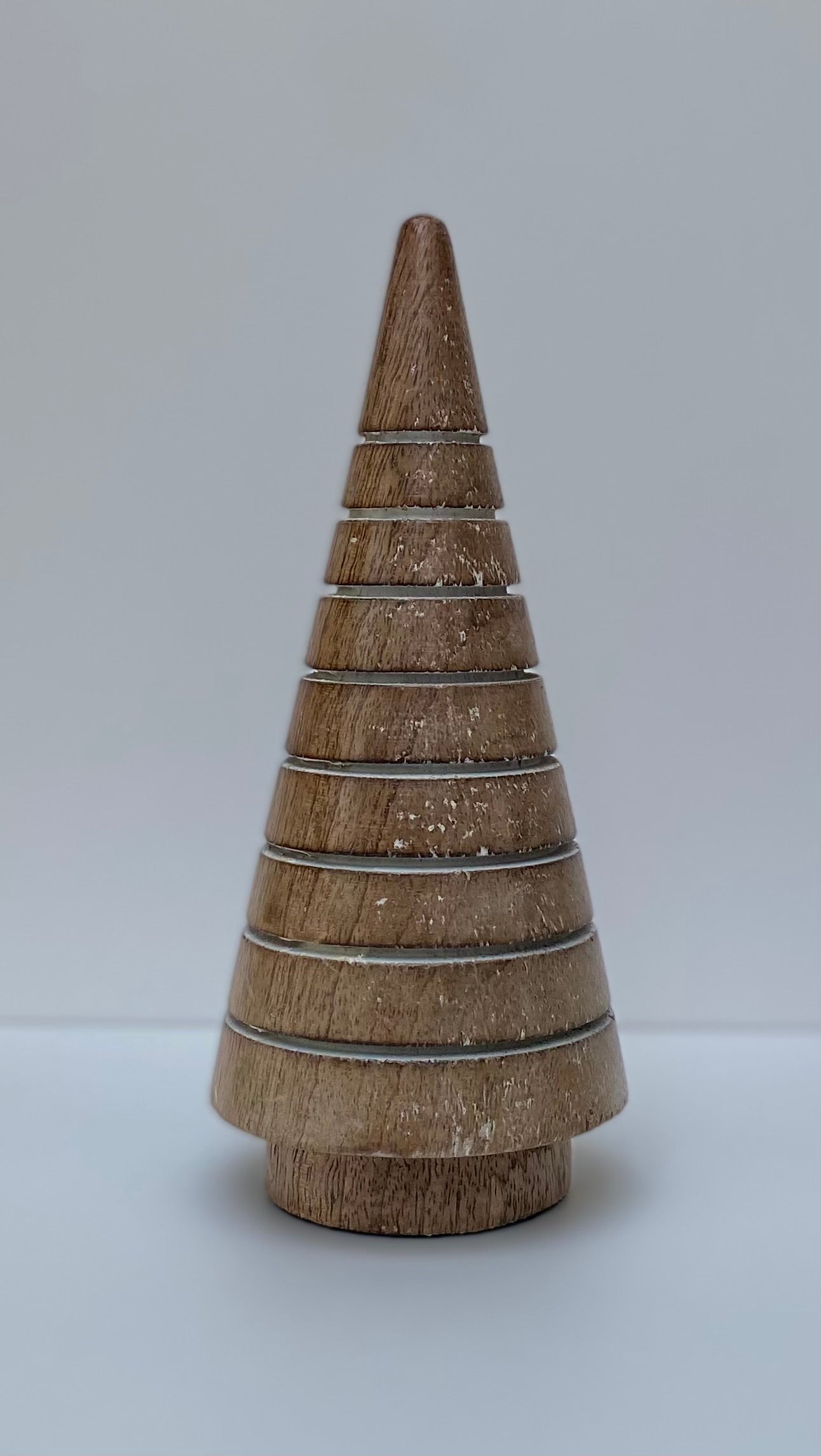 Mango Wood Striped Tree Decoration