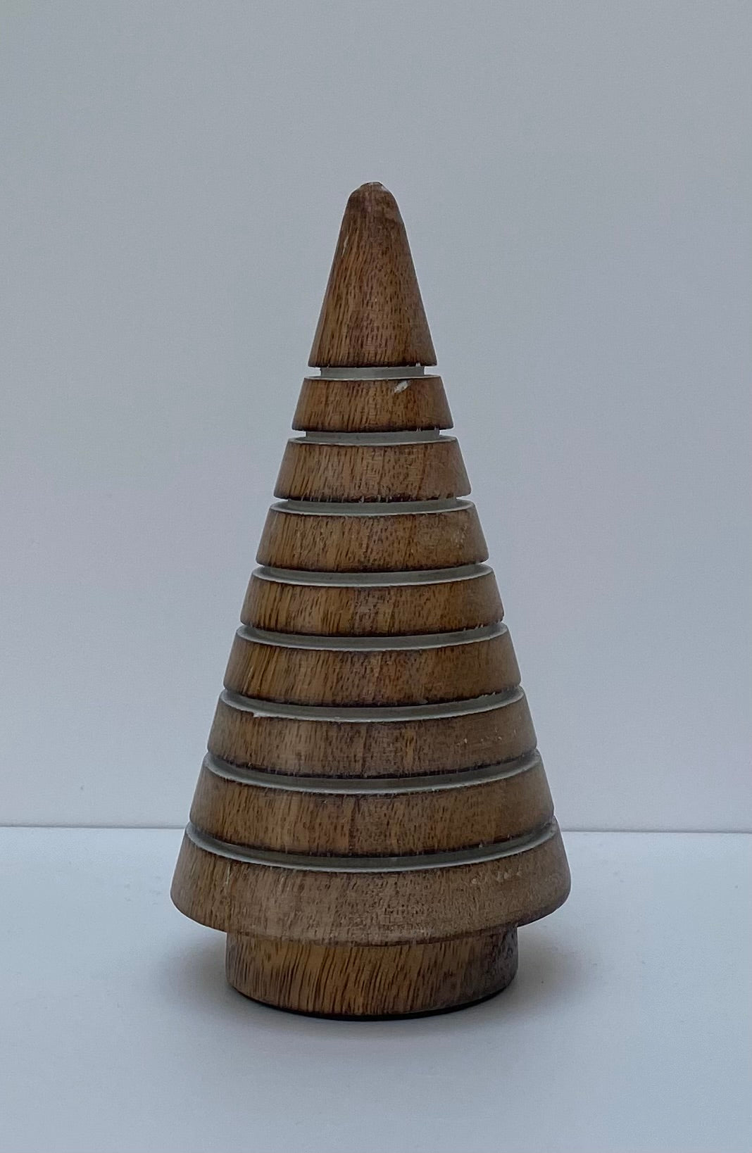 Mango Wood Striped Tree Decoration