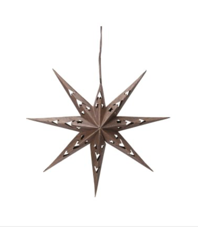 Wood Effect Cut Out Star Decoration