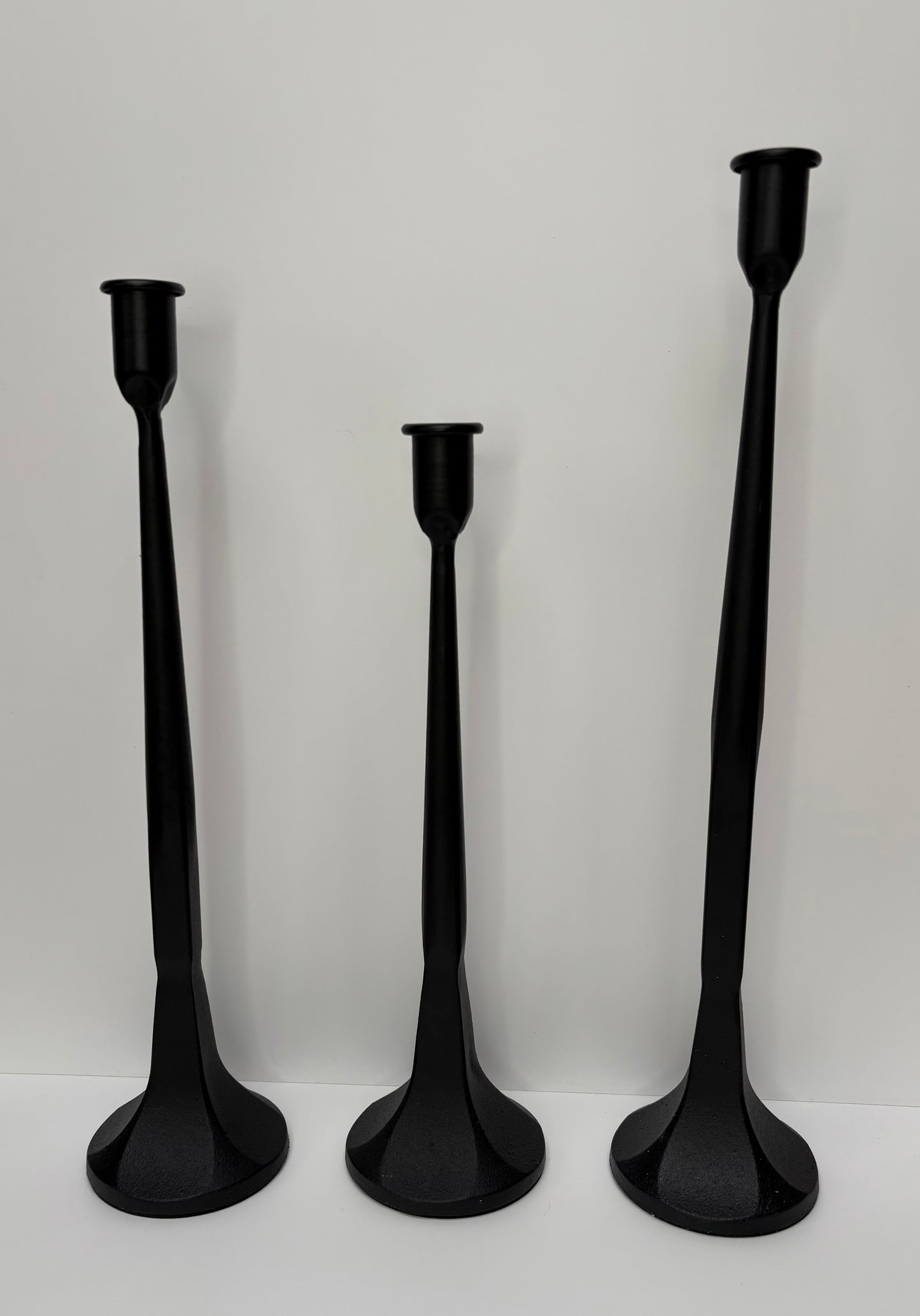 Heavy Abstract Candle Stick Black (3 piece set)