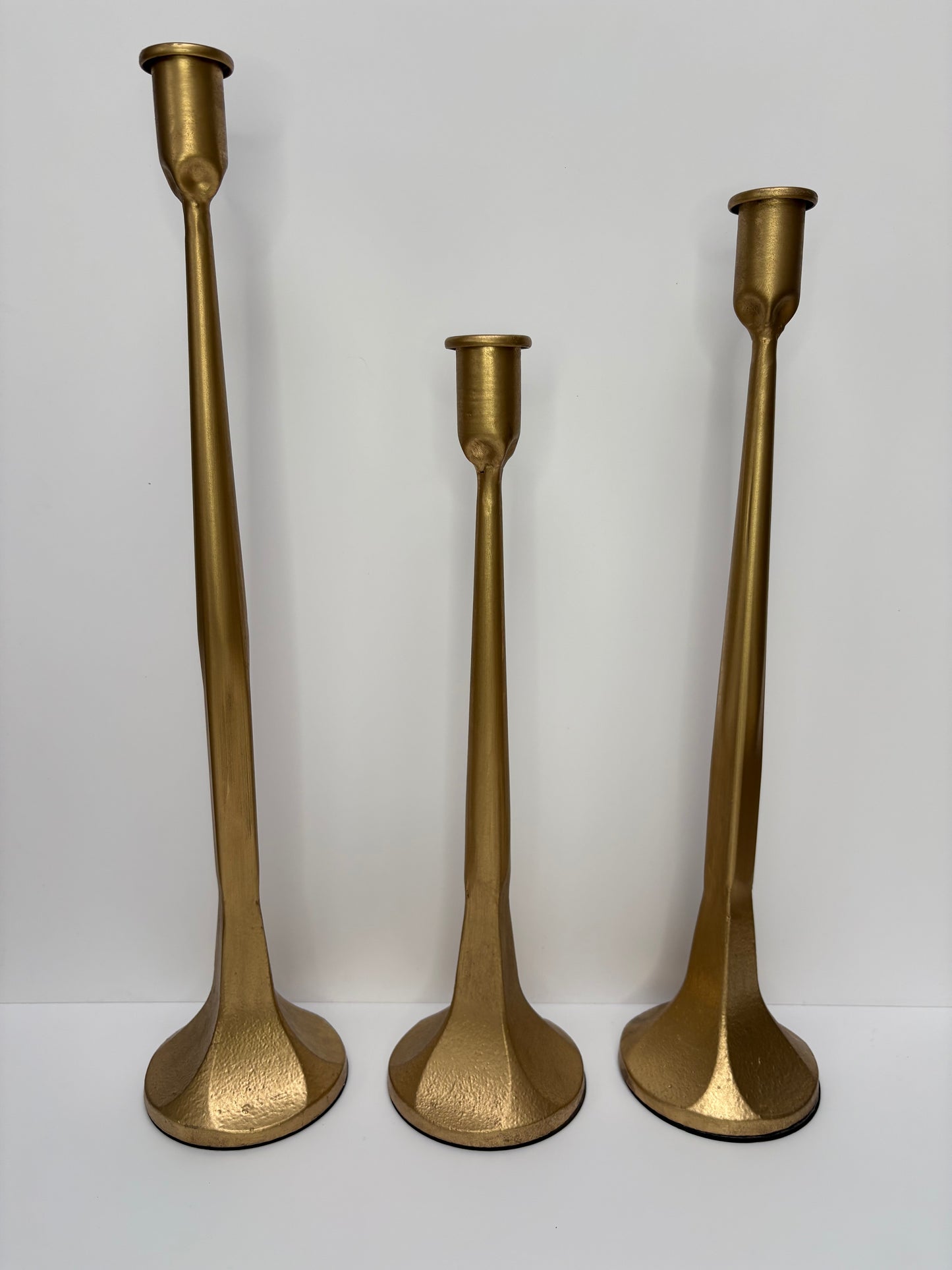 Heavy Abstract Candle Stick Gold (3 piece set)