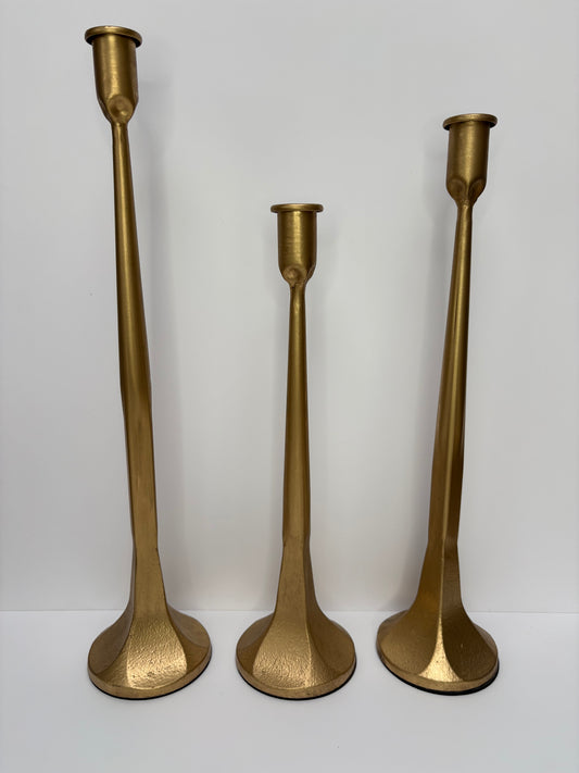 Heavy Abstract Candle Stick Gold (3 piece set)