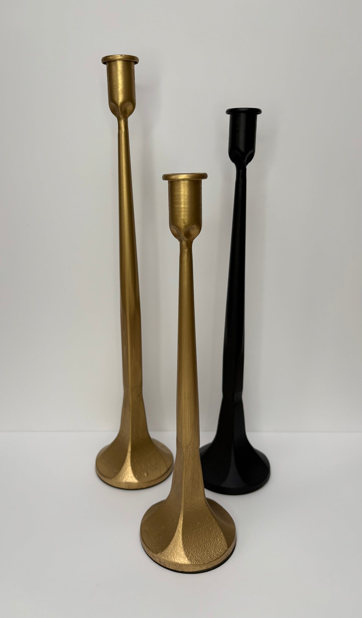 Heavy Abstract Candle Stick Gold (3 piece set)