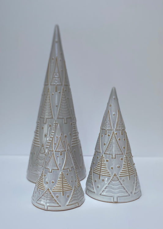 Embossed White Christmas Tree Ornament