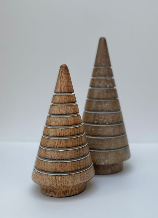 Mango Wood Striped Tree Decoration