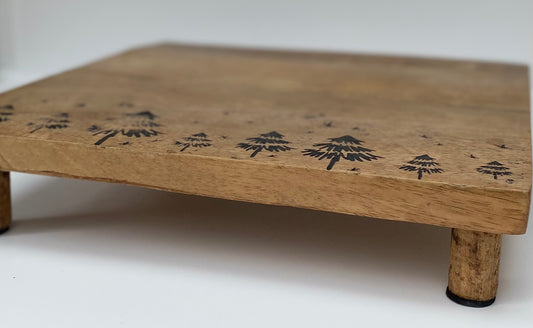Mango Wood Chopping Board with Xmas Tree Design