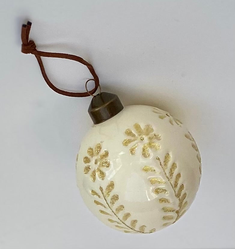 White & Gold Floral Baubles