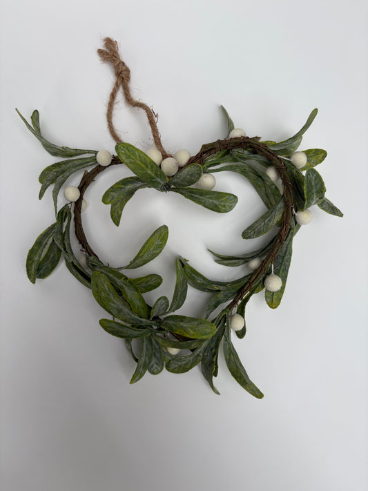 Hanging Mistletoe Heart Decoration