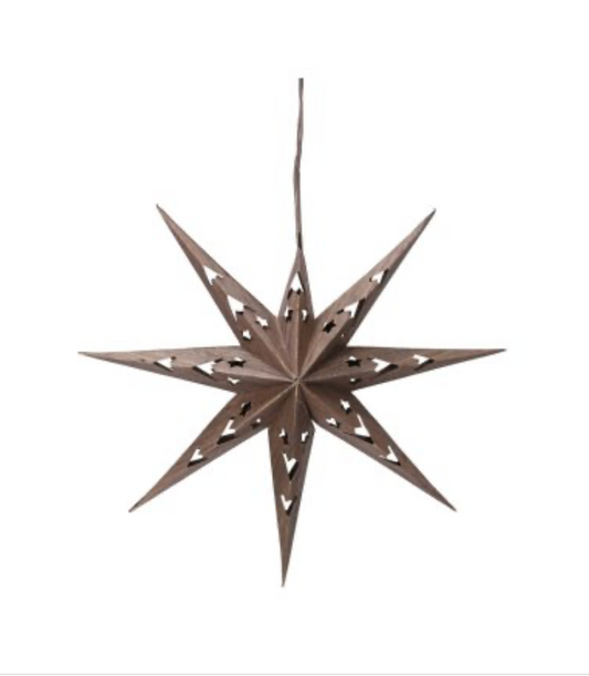 Wood Effect Cut Out Star Decoration